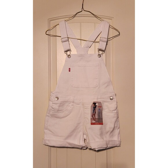 Levi's Girls White Overall Shortalls Size 10 Reg - Picture 1 of 6